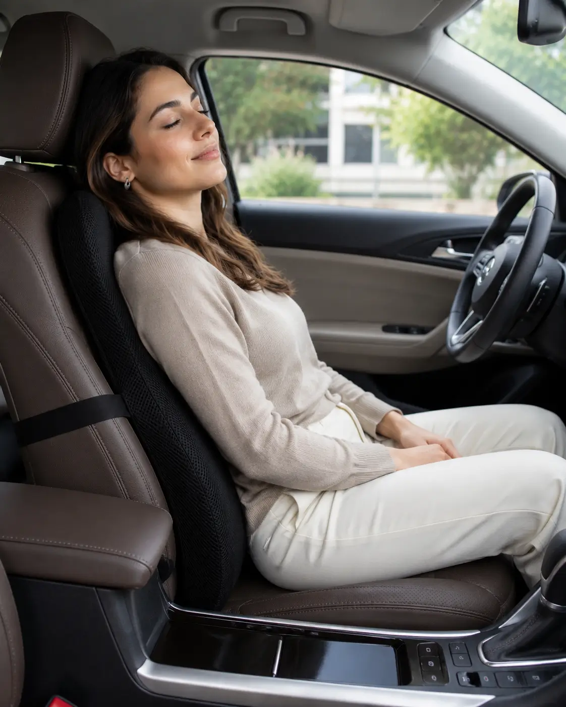 A person working comfortably with ergonomic support